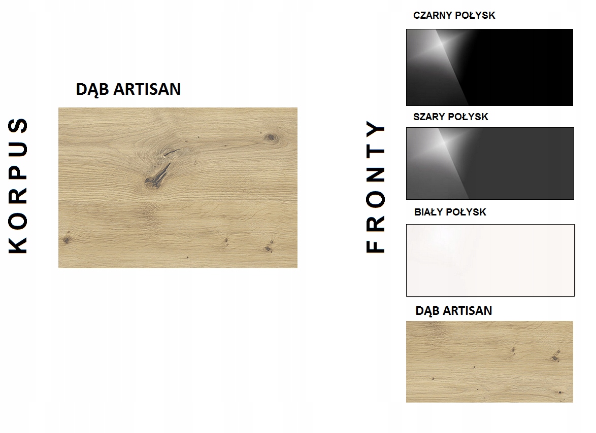 STOJĄCA SZAFKA RTV 160 CM DĄB ARTISAN POŁYSK/ MAT Kolekcja ROMA