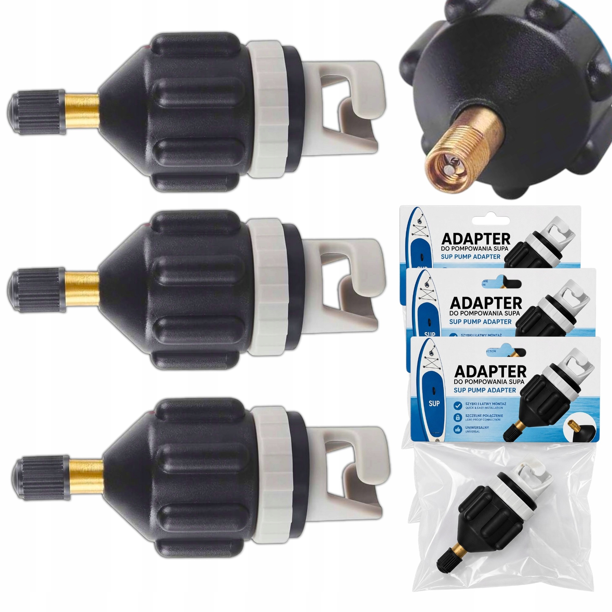 3x Adapter Przejściówka Pompka Do Pompowania Zaworu Deski Sup Uniwersalny