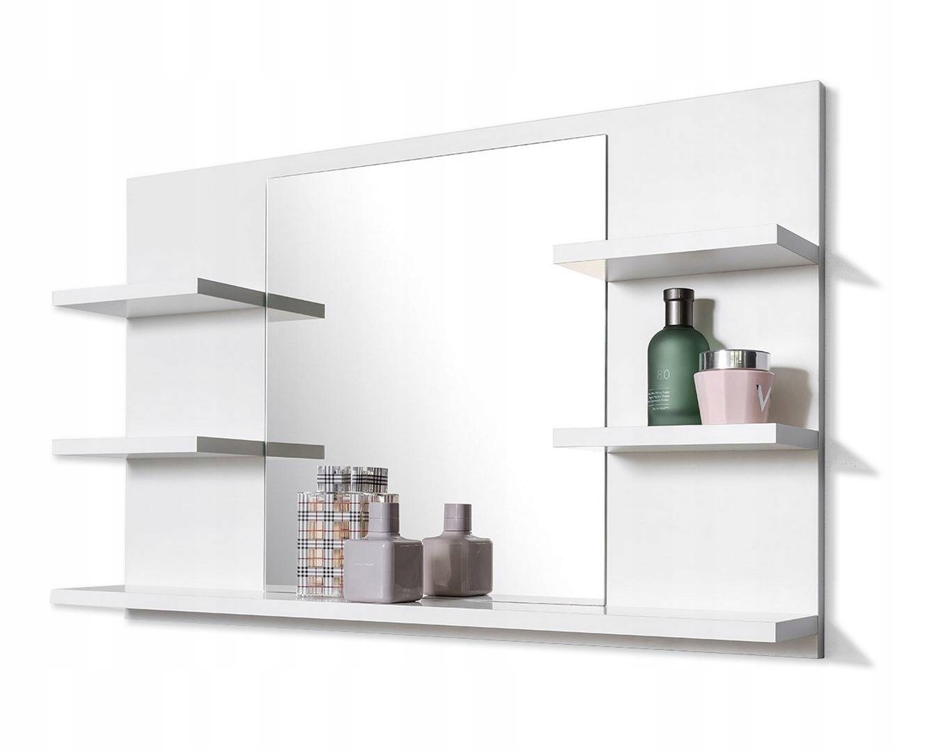 Bílé zrcadlo s policemi 80/50 zrcadlo do koupelny