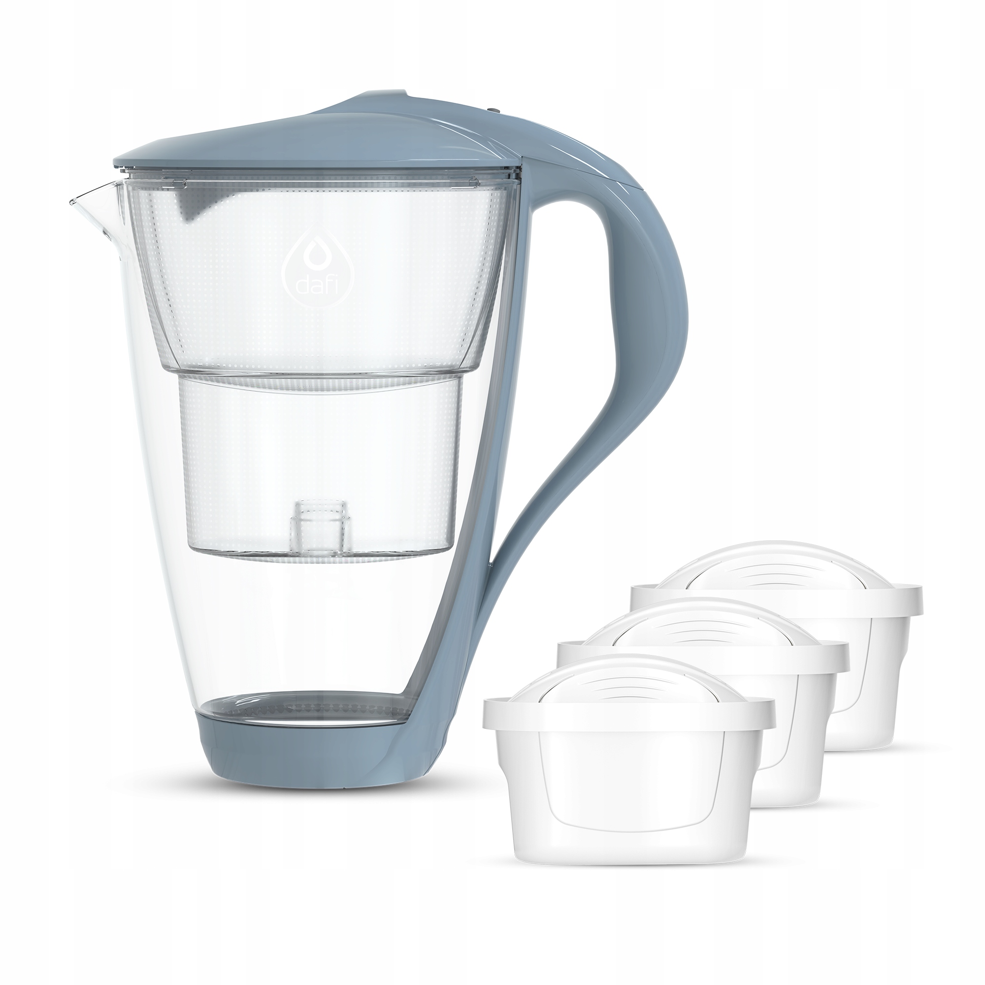 Szklany dzbanek Dafi Crystal Led stalowy 3xUnimax