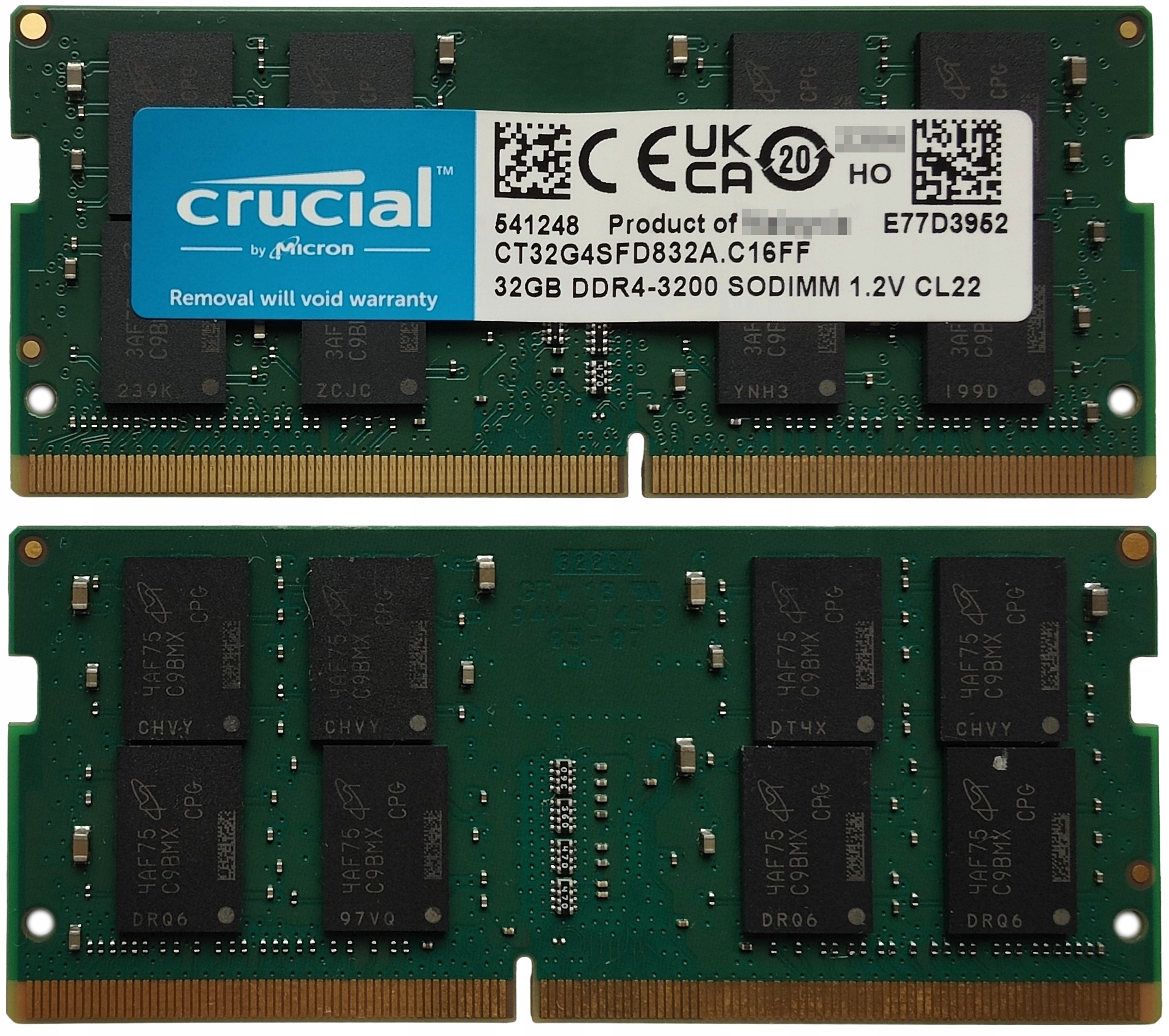 (n) 32GB 1*32GB Crucial DDR4 3200MHz 1,2V CT32G4SFD832A.C16FF