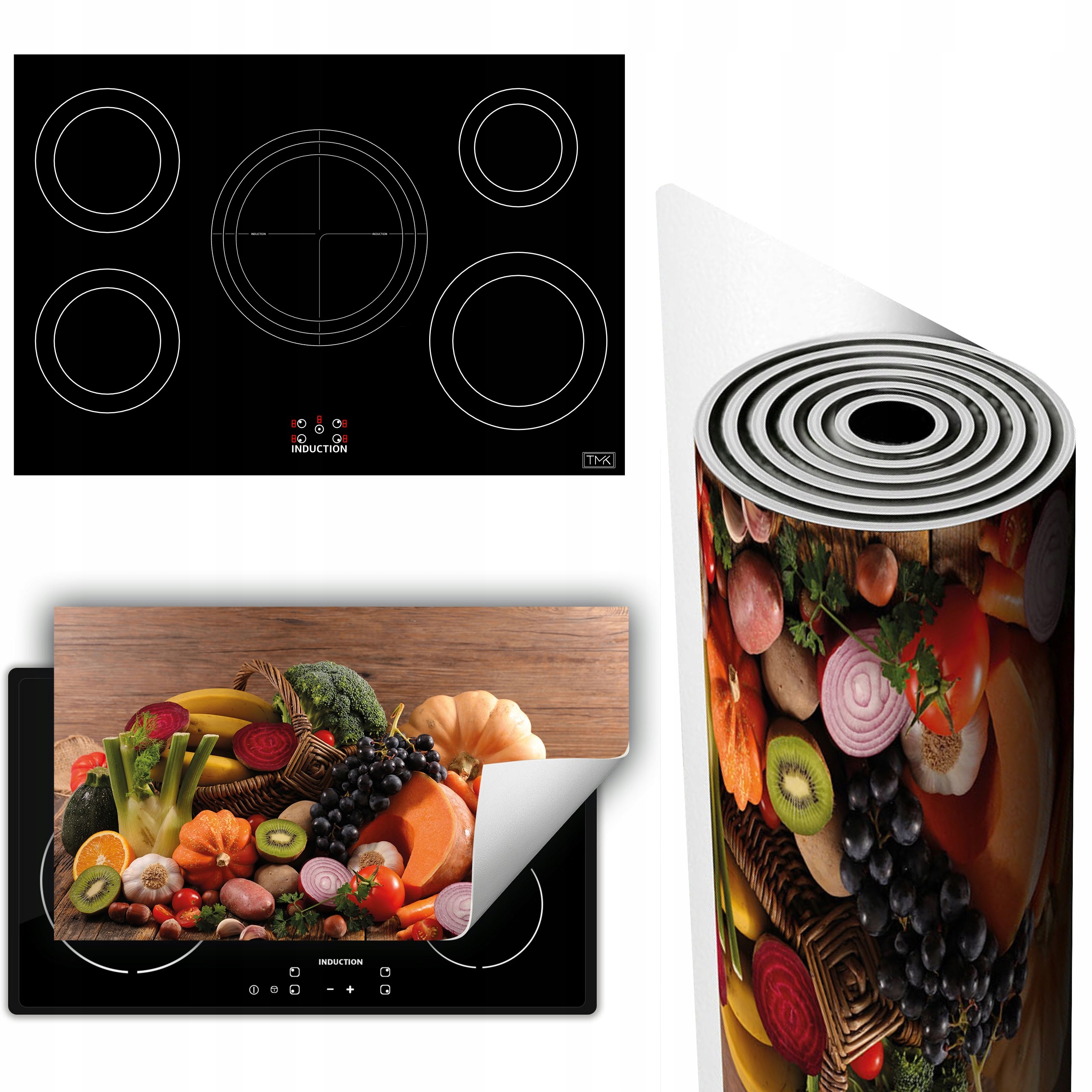 Vinylová Podložka Ochrana Kuchyňské Desky 90x52 zelenina dřevo