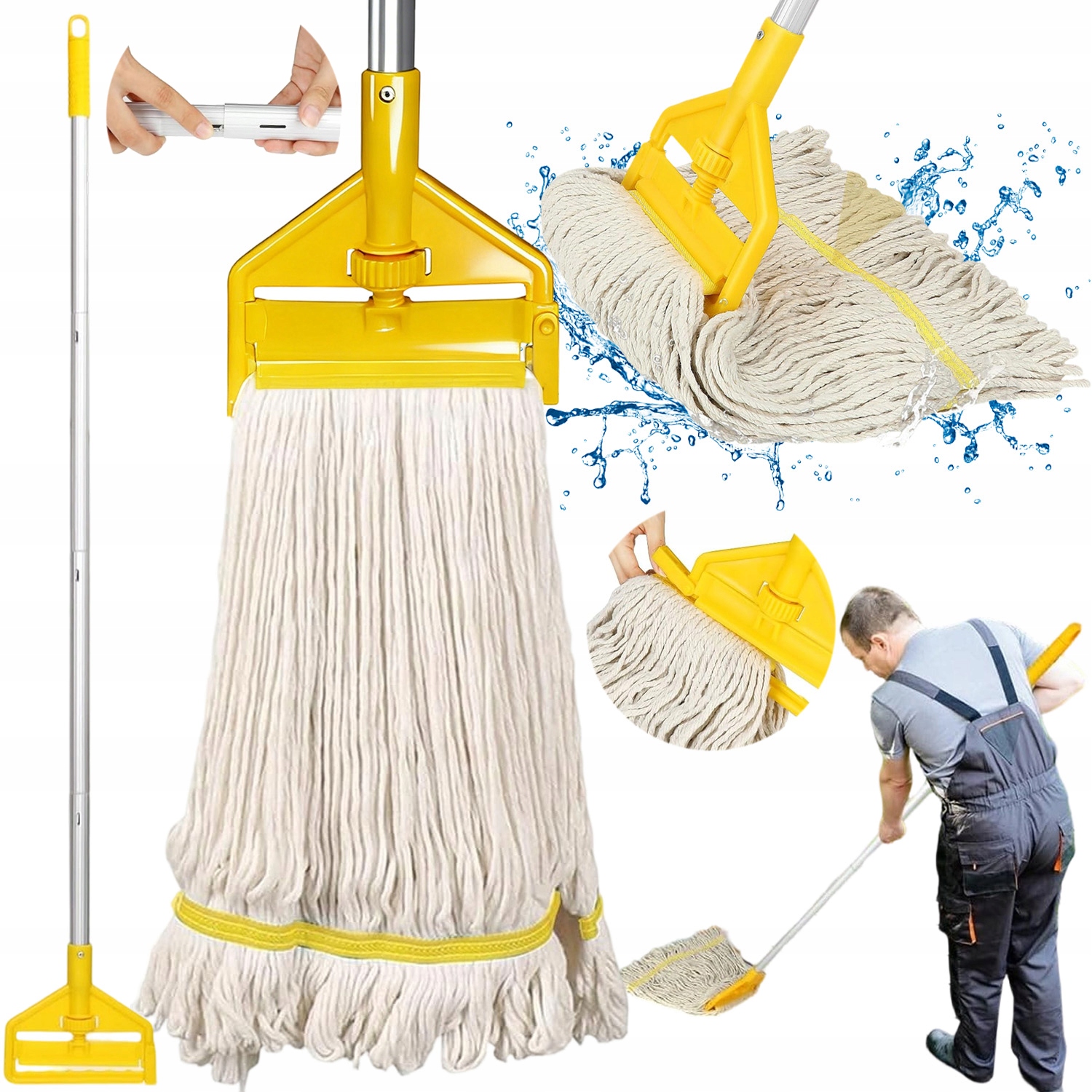 Levně Bavlněný Provázkový Mop S Dlouhou Násadou, Odolný Pro Kancelářský Dům Na Terase