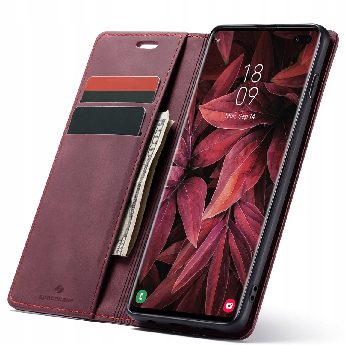 Spacecase Peněženka Galaxy S10+ červená (červený)