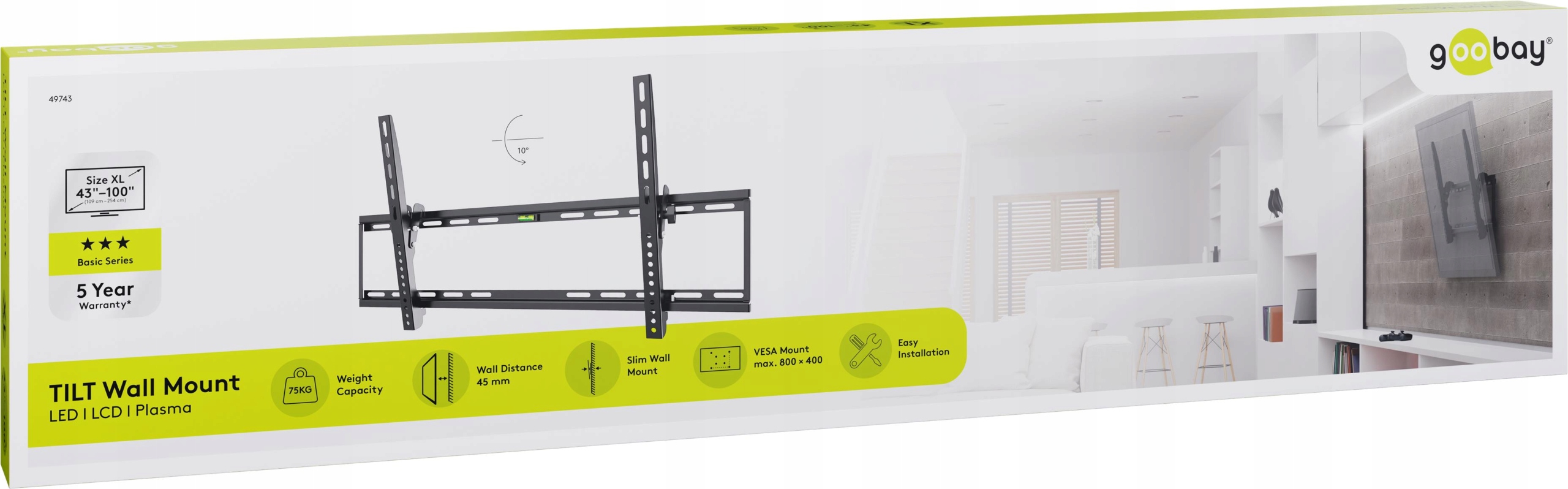 Uchwyt Tv Goobay Basic Tilt XL 43"-100"