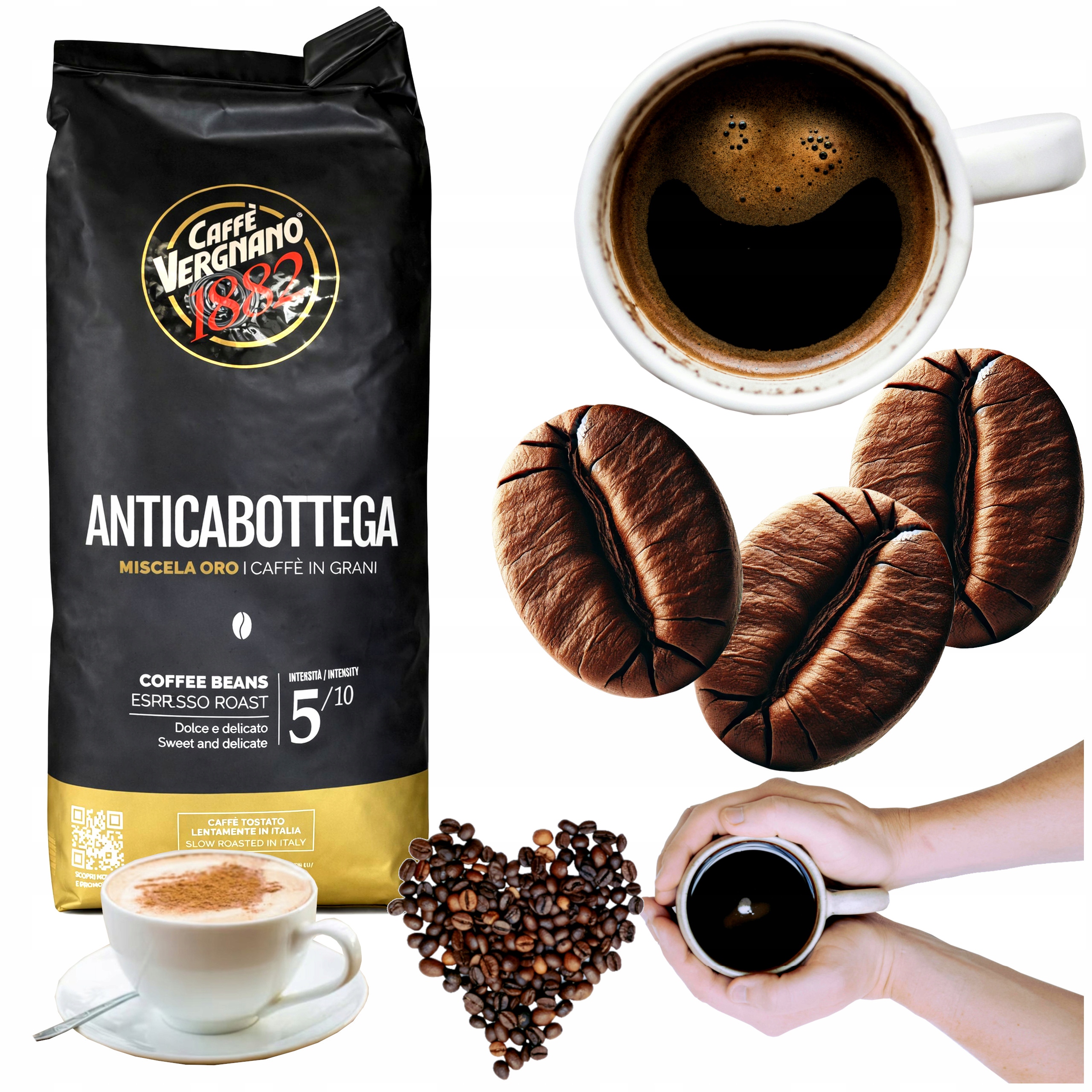 Kawa Ziarnista 1kg Arabica 92% Robusta 8% Palona Vergnano Antica Bottega