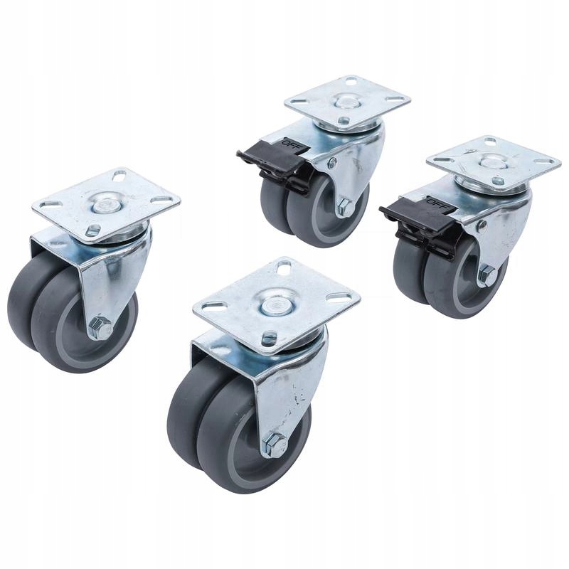 Sada dvojitých otočných koleček pro plážové koše paletového nábytku Ø75 mm