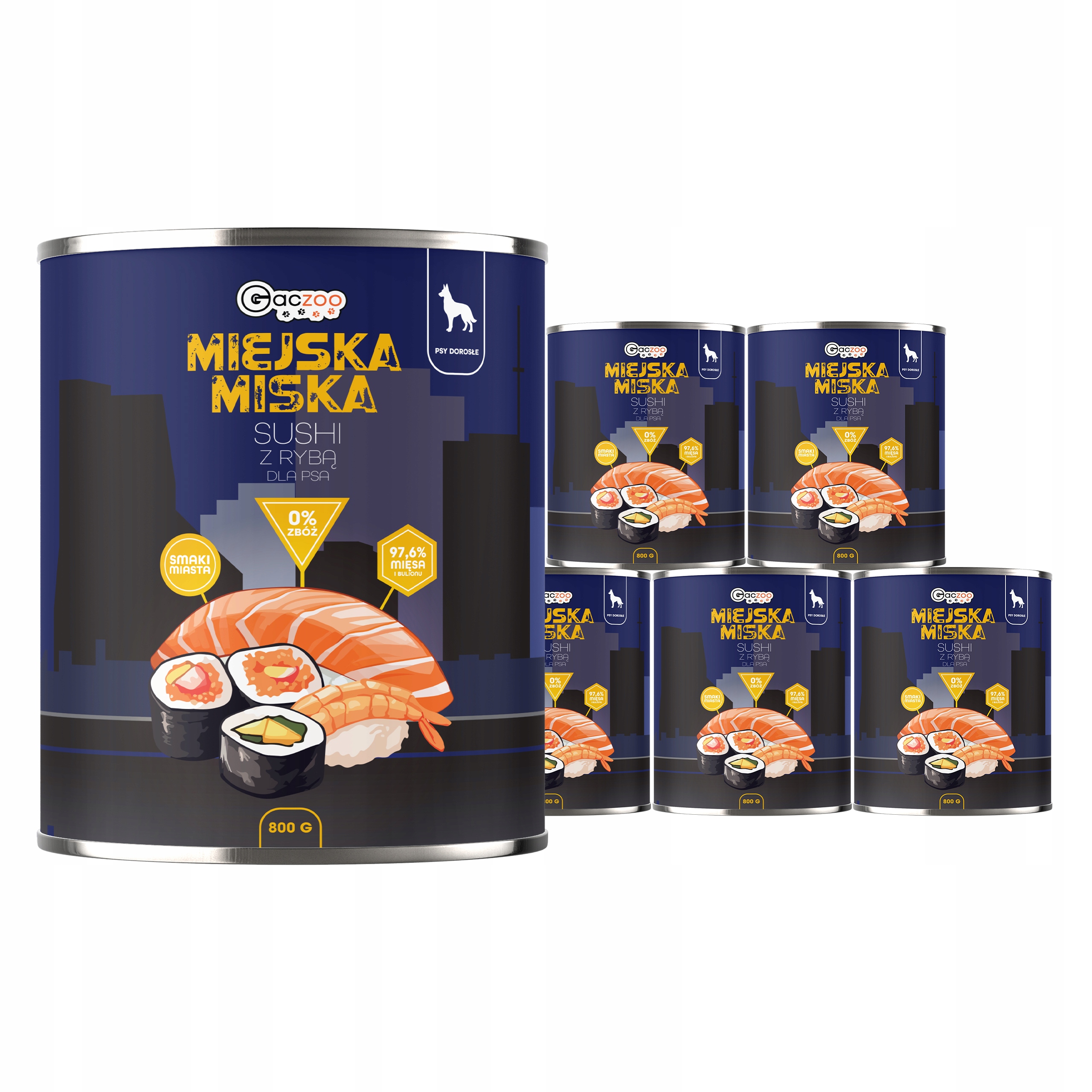 Levně Krmivo pro psa Městská miska Gaczoo Sushi 6 x 800 g bez obilovin
