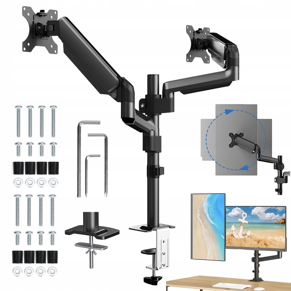 Pohyblivý Držák Monitoru 17-32" Na Vesa 75/100 MM, Dvojitá Ramena