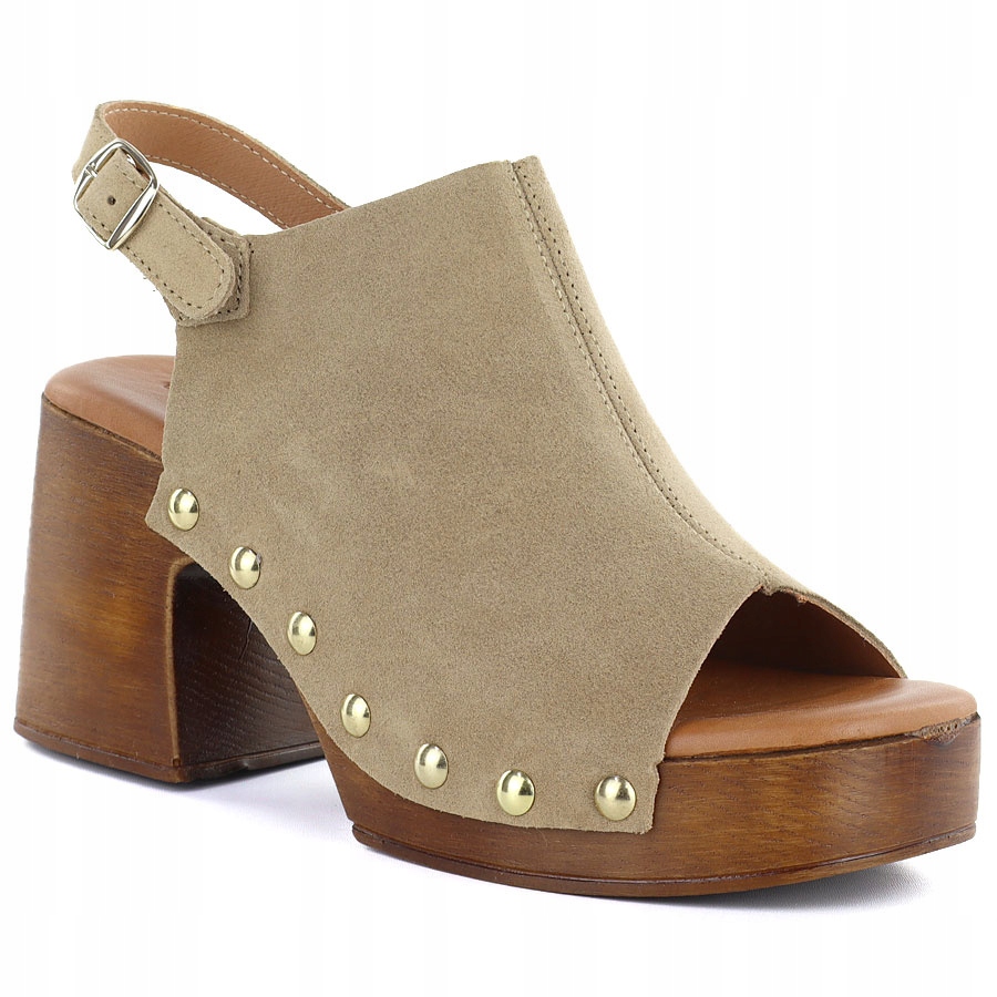 Dámské kožené sandály dřeváky béžové El Pimpi 482 36