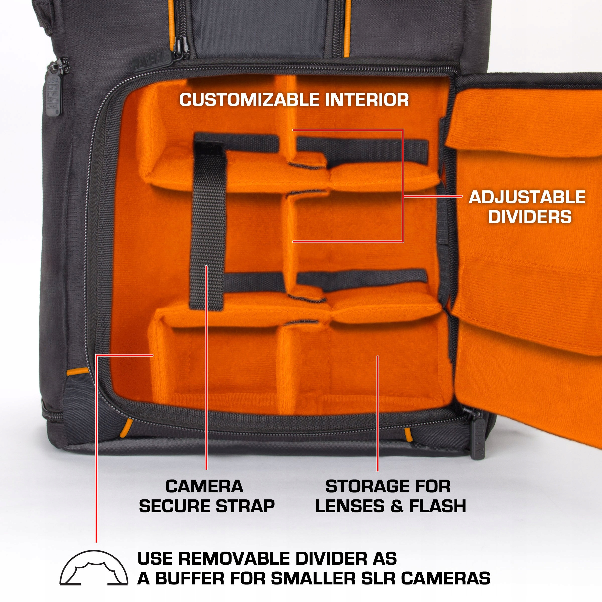 USA GEAR Plecak Na Aparat DSLR Z Miejscem Na Laptopa 43 cm Wodoodporny — miniatura 5