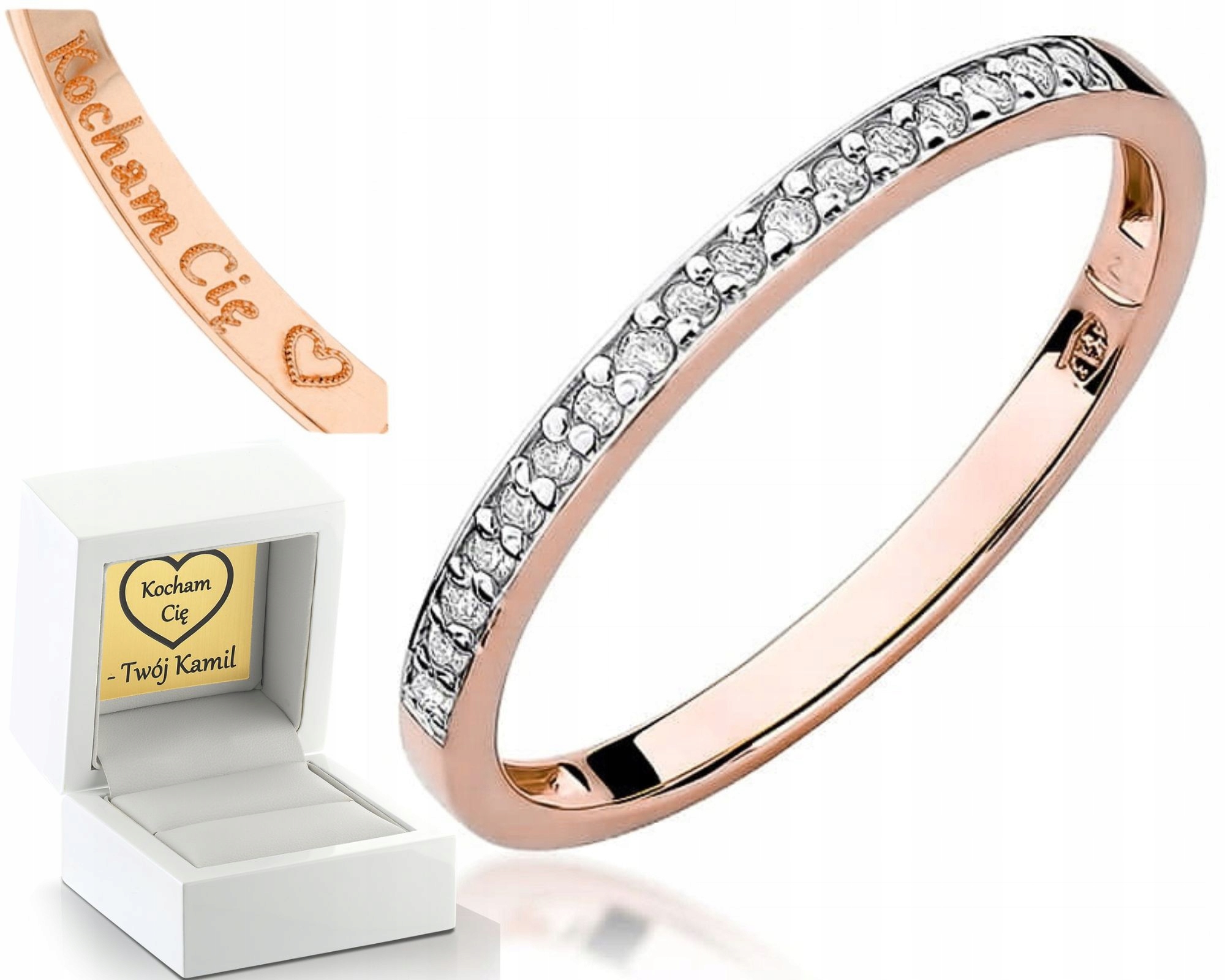 Růžové Zlato Prstýnek S Brilianty Gravírování 585 Zlato