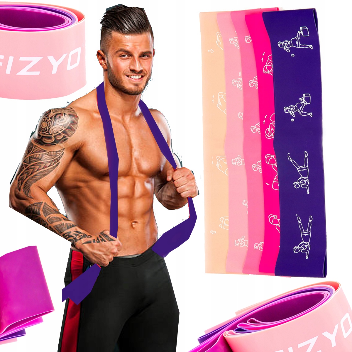 

Zestaw 5 Gum Do Ćwiczeń Taśmy Fitness Gumy Oporowe