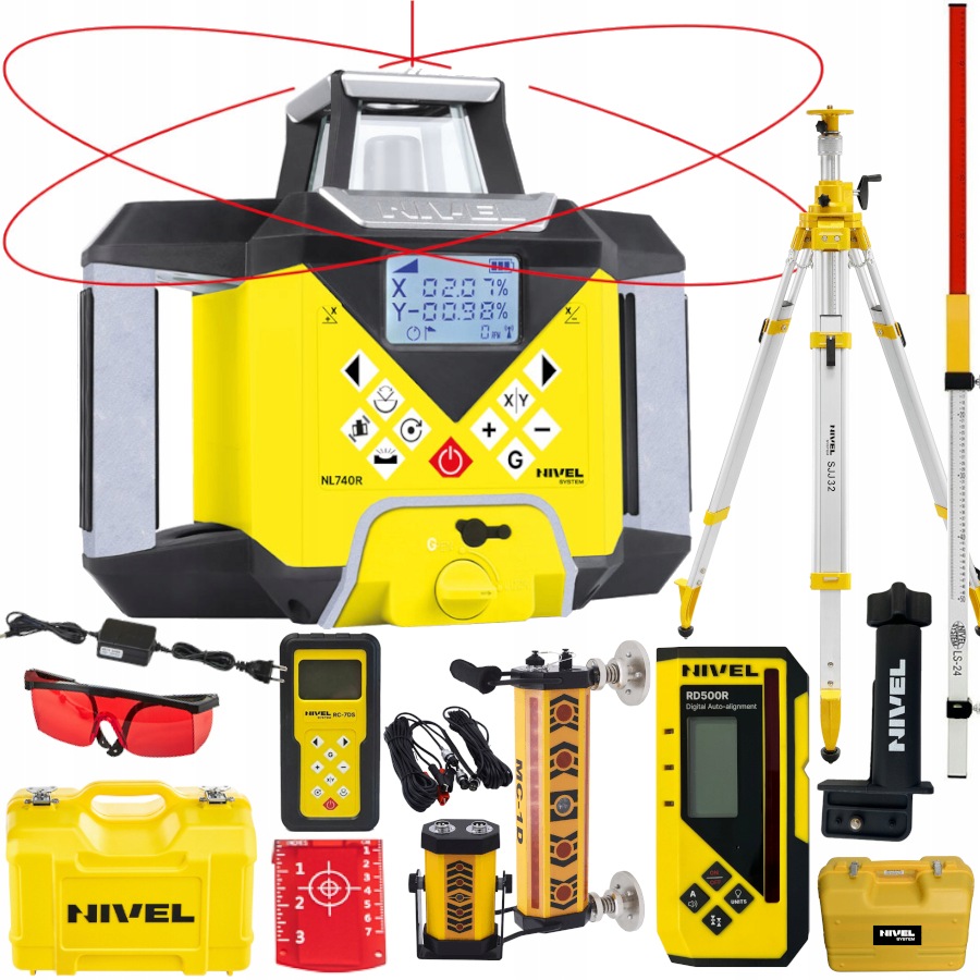 Niwelator Nivel System NL740R Digital MC1D łata LS-24 statyw SJJ32