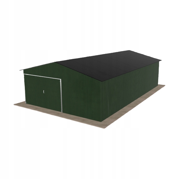 Plechová garáž 5.5 x 9 m jednopolohová, dvouspádová, zelená