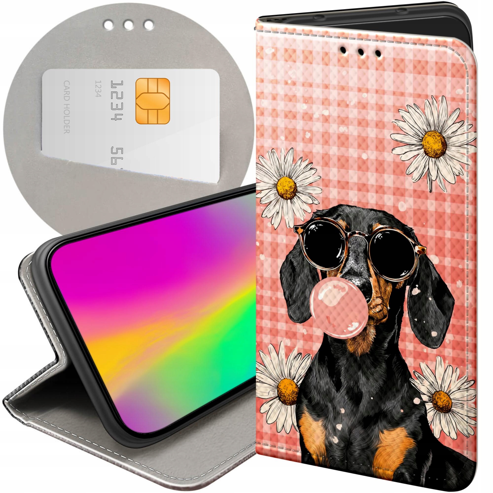 Etui Z Klapką Do Google Pixel 9 Pro XL Jamniki Psy Jamnik Red Merle
