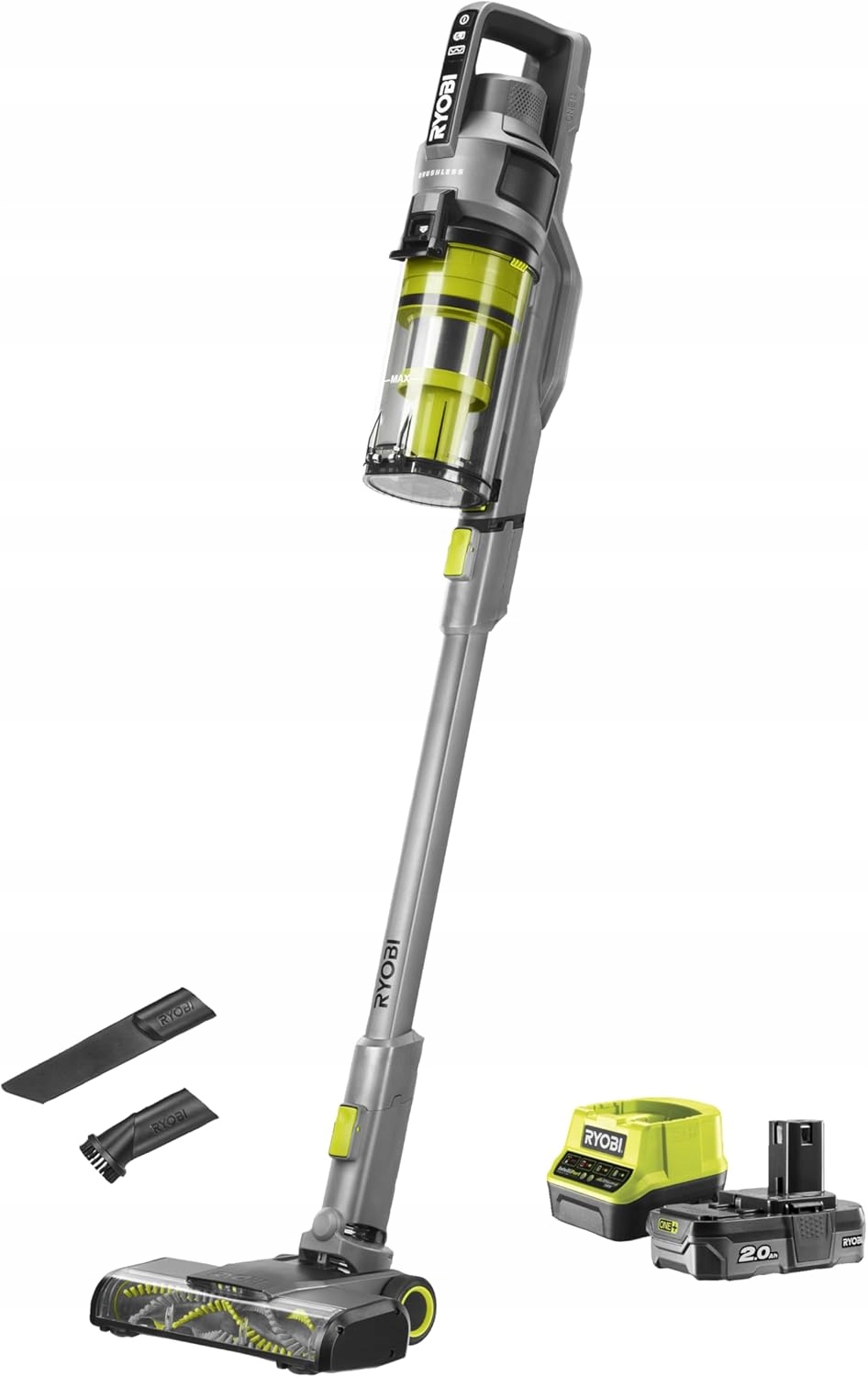 Ryobi RSVS18-1C20G Vertikálny Vysávač 30AW 18V Ako 2.0AH Nabíjačka