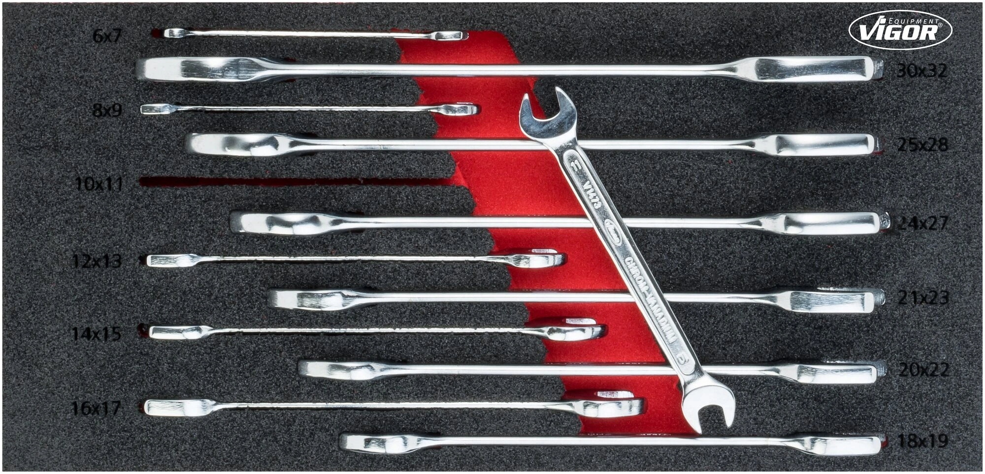 Vigor V6721, Súprava obojstranných plochých kľúčov 12 ks, profil šesťhran