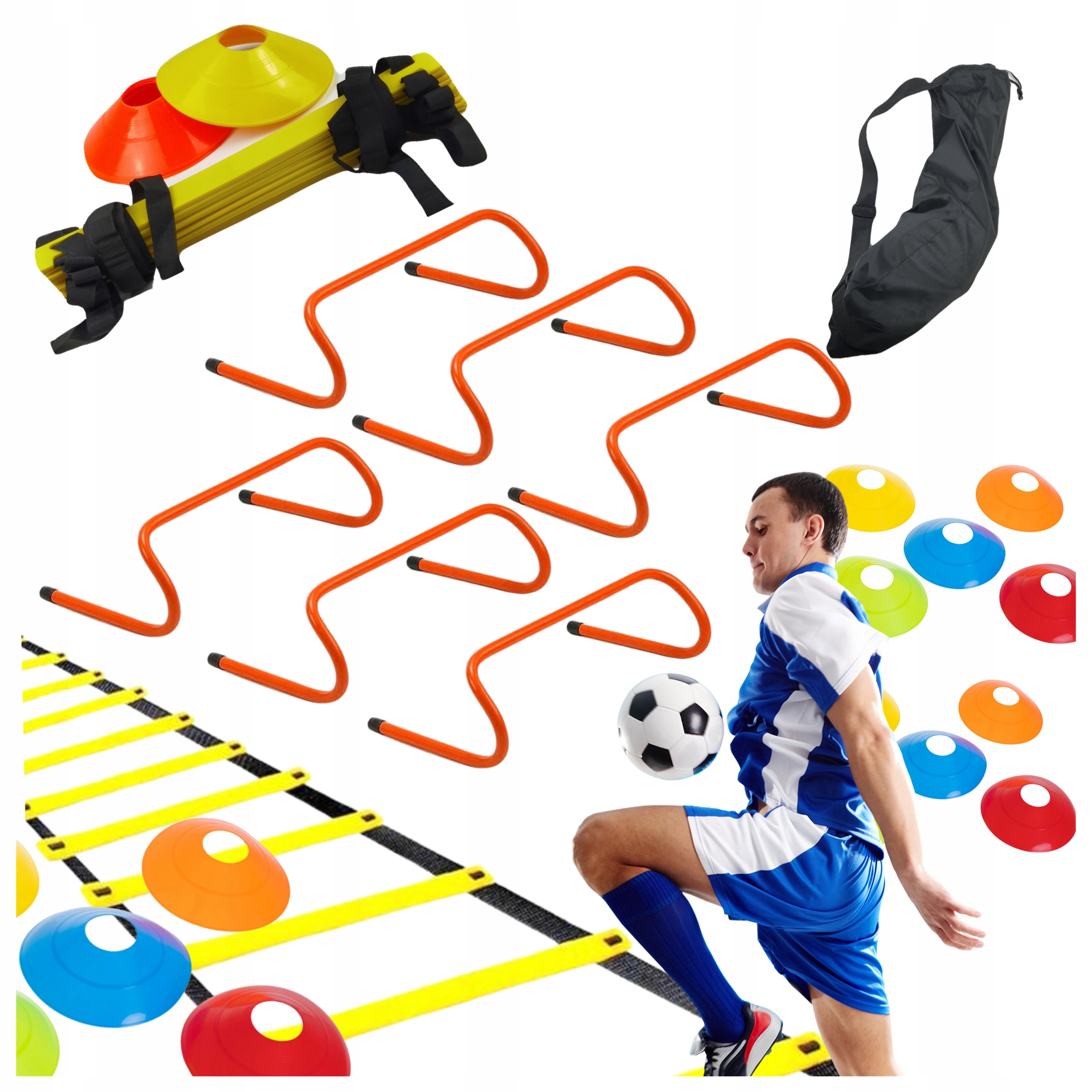 Zestaw Piłkarski Pachołki Profesjonalna Drabinka Płotki Trening Agility