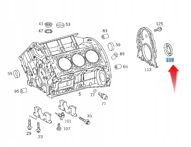 Těsnění Klikového Hřídele Zadní Mercedes M112 A1129970246