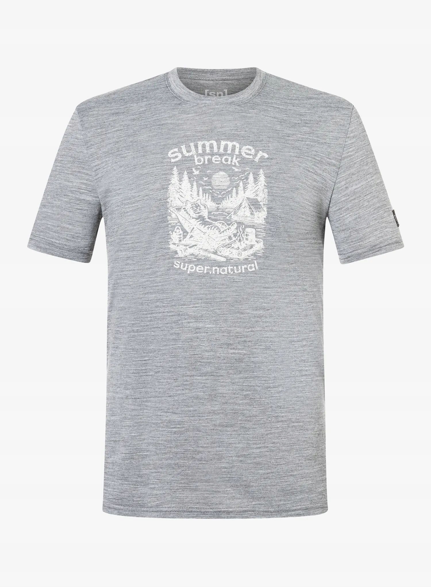 Merino tričko Super.natural Summer Break Tee cashmere grey mel/wht XL