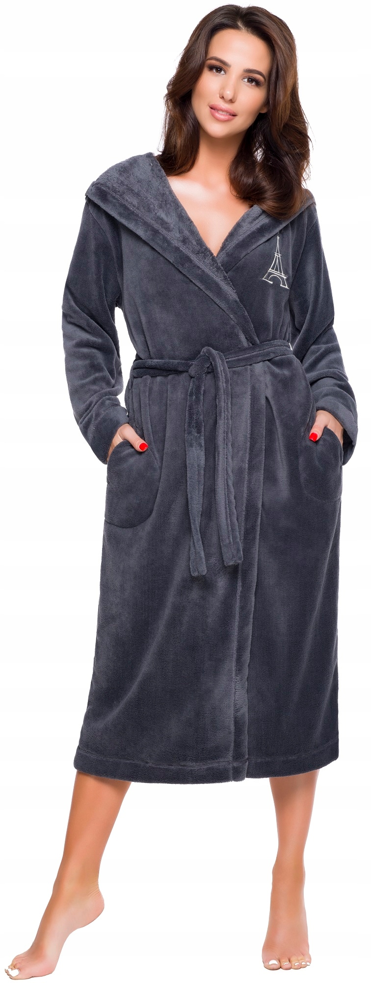 EIFFLA DŁUGI PUCHOWY DAMSKI SZLAFROK PODOMKA M Marka L&L