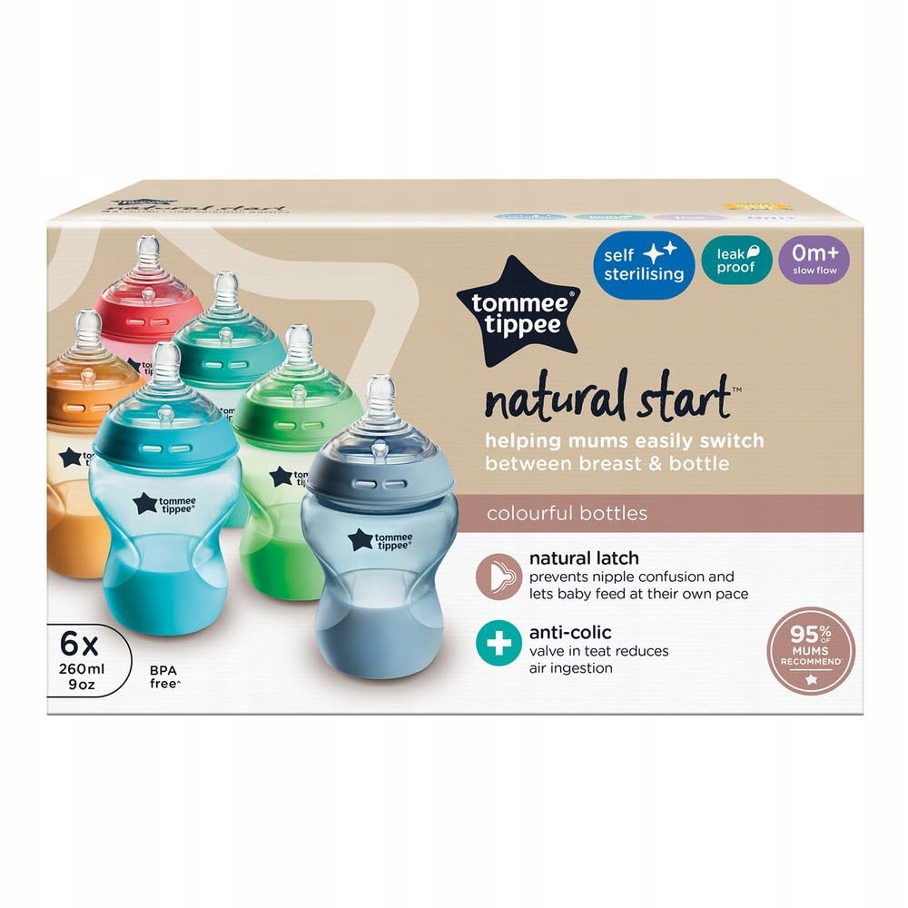 TOMMEE TIPPEE Closer To Nature Butelki Antykolkowe 260ml Zestaw 6 Sztuk — miniatura 2