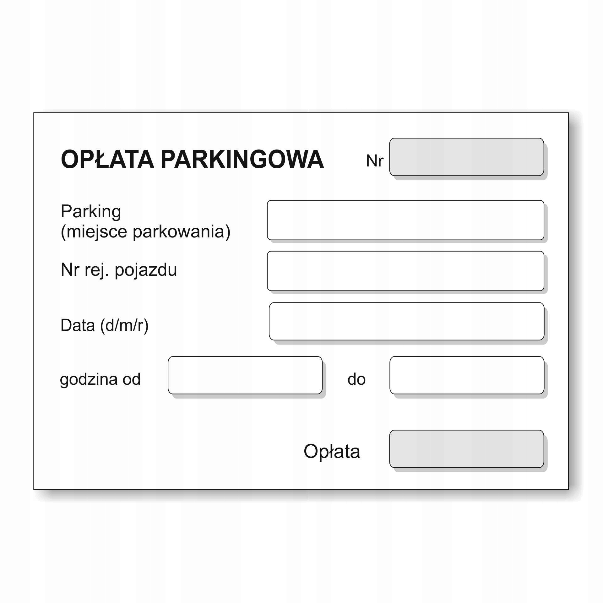 

Opłata Parkingowa-Kwit parkingowy-Bilet parkingowy