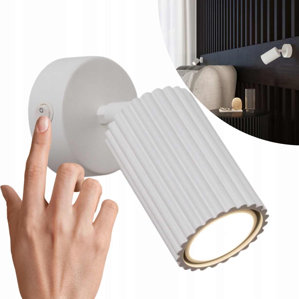 Nástěnné svítidlo bílý pohyblivý reflektor s vypínačem GU10 Sollux Lighting