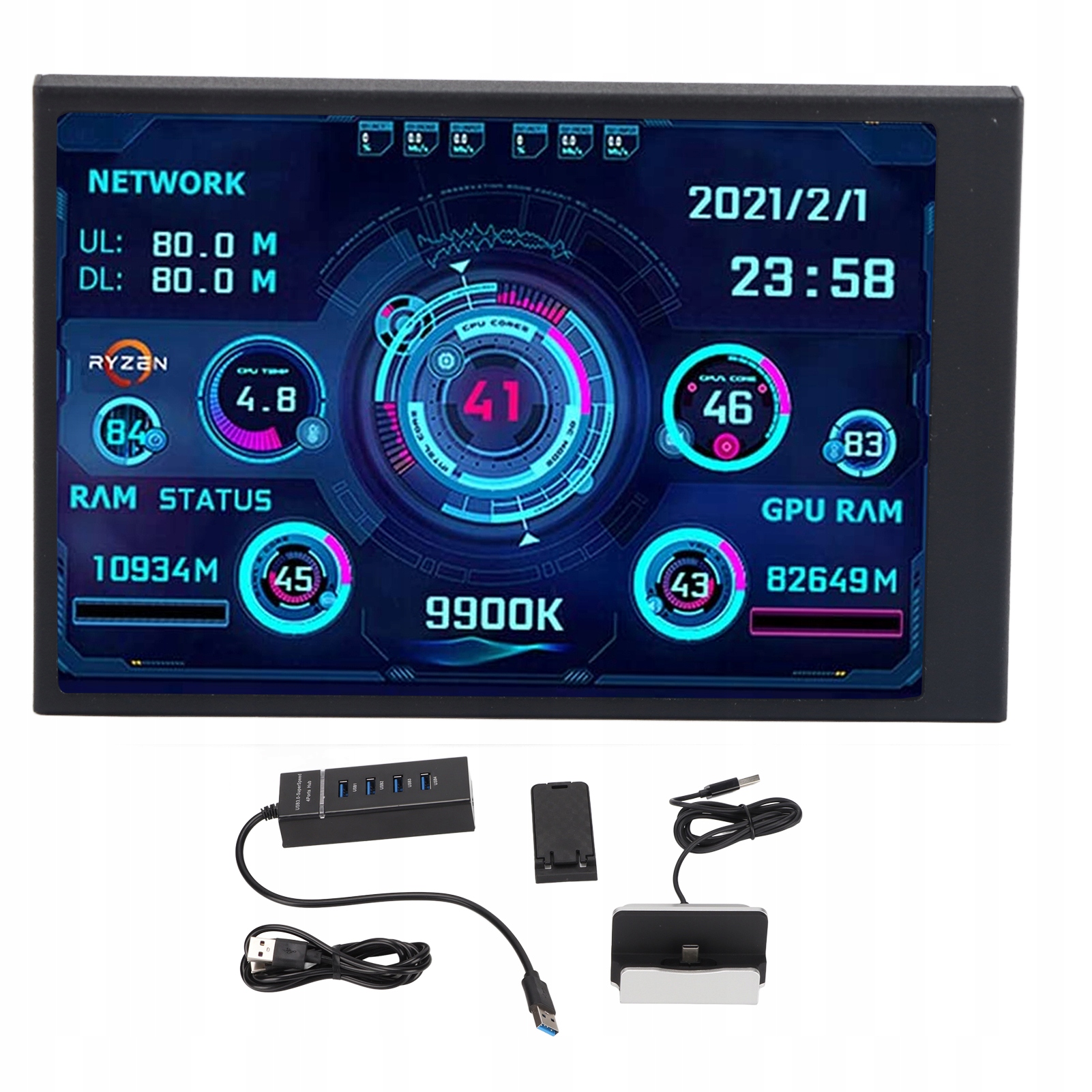 Přídavný Displej 3.5'' Ips Usb Monitor LCD Cpu Gpu