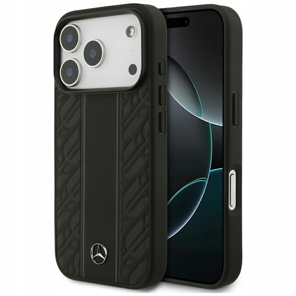 Kožený kryt Mercedes Laurel Leaves Stripes Pouzdro pro iPhone 17 Pro