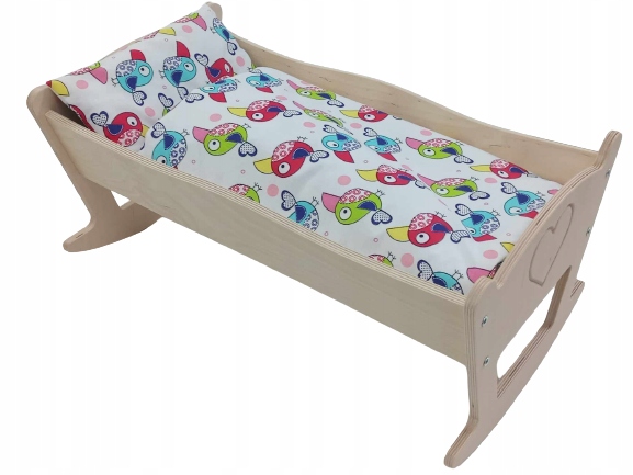 KOŁYSKA DLA LALEK DUŻA GRAWER. POŚCIEL BAWEŁNIANA