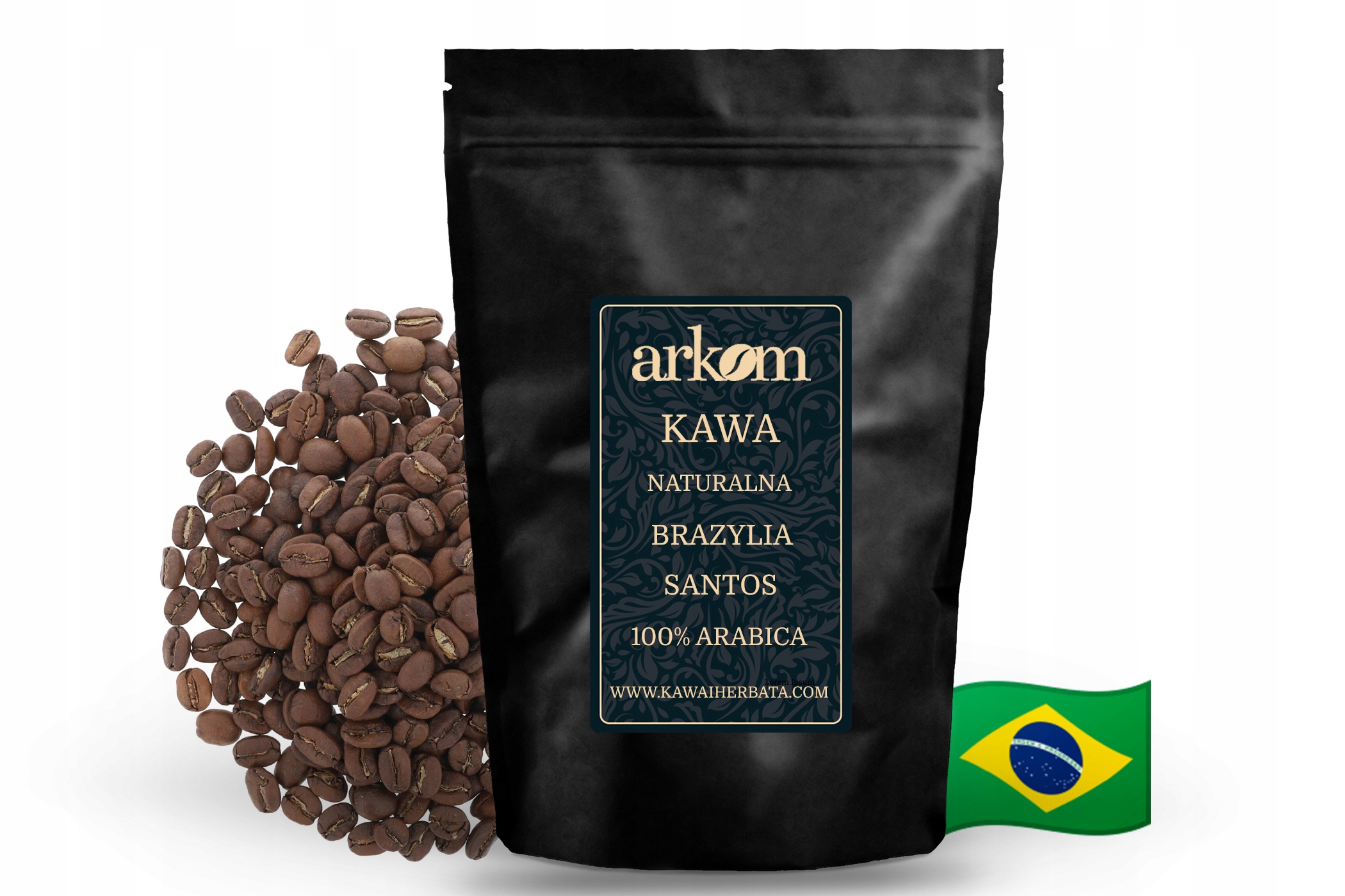 Kawa ziarnista Arabica Brazylia Santos 1kg