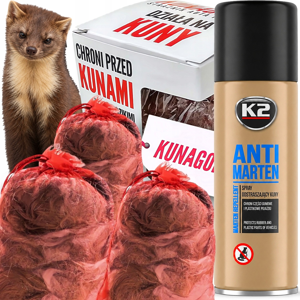 Zestaw Na Kuny K2 Anti Marten 400ML 3X Kunagone Do Auta Domu Poddasza