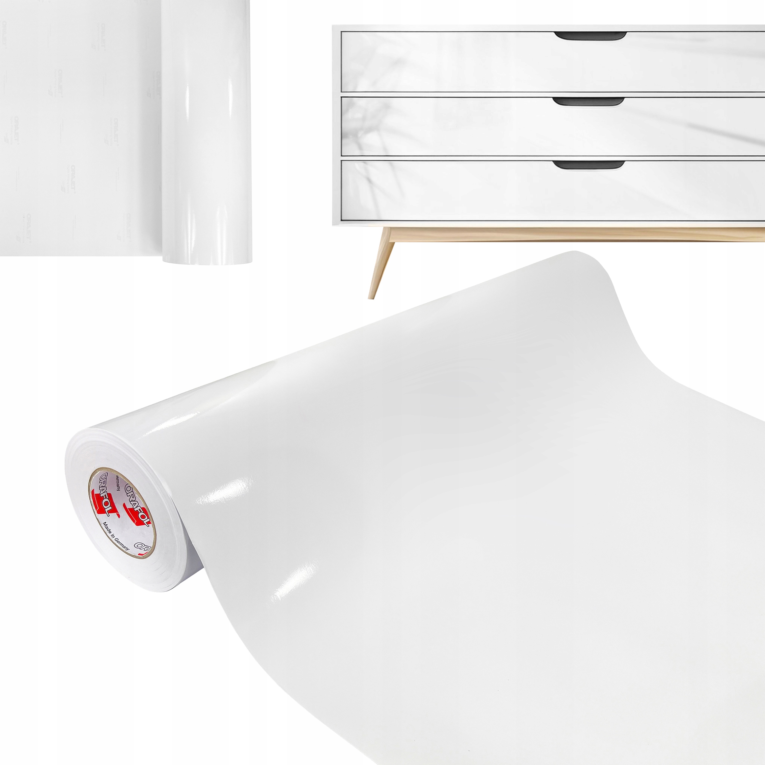 Fólia Dyha Farba Biely Lesk na kuchynský nábytok Dvere Diy doska Šírka 76 cm