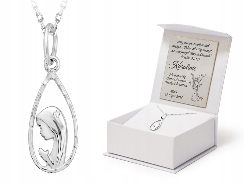 Zlatý Komplet pr. 585 Řetízek Medailon Madona Lžička Brilant 0,01ct 14k