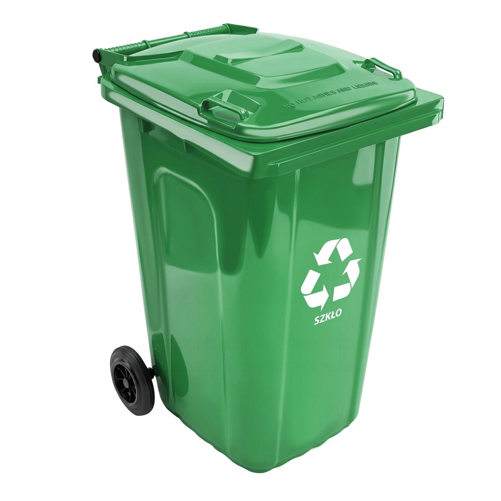 Kosz na śmieci 240L Szkło zielony pojemnik na odpady z pokrywą i kołami