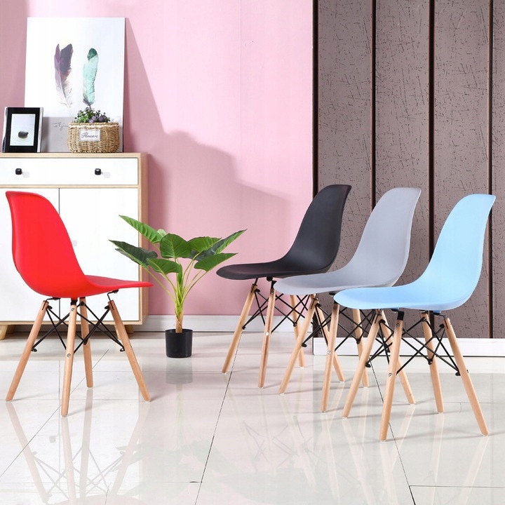 Krzesło DSW nowoczesne salon jadalnia kuchnia taras BIAŁE Szerokość mebla 45 cm