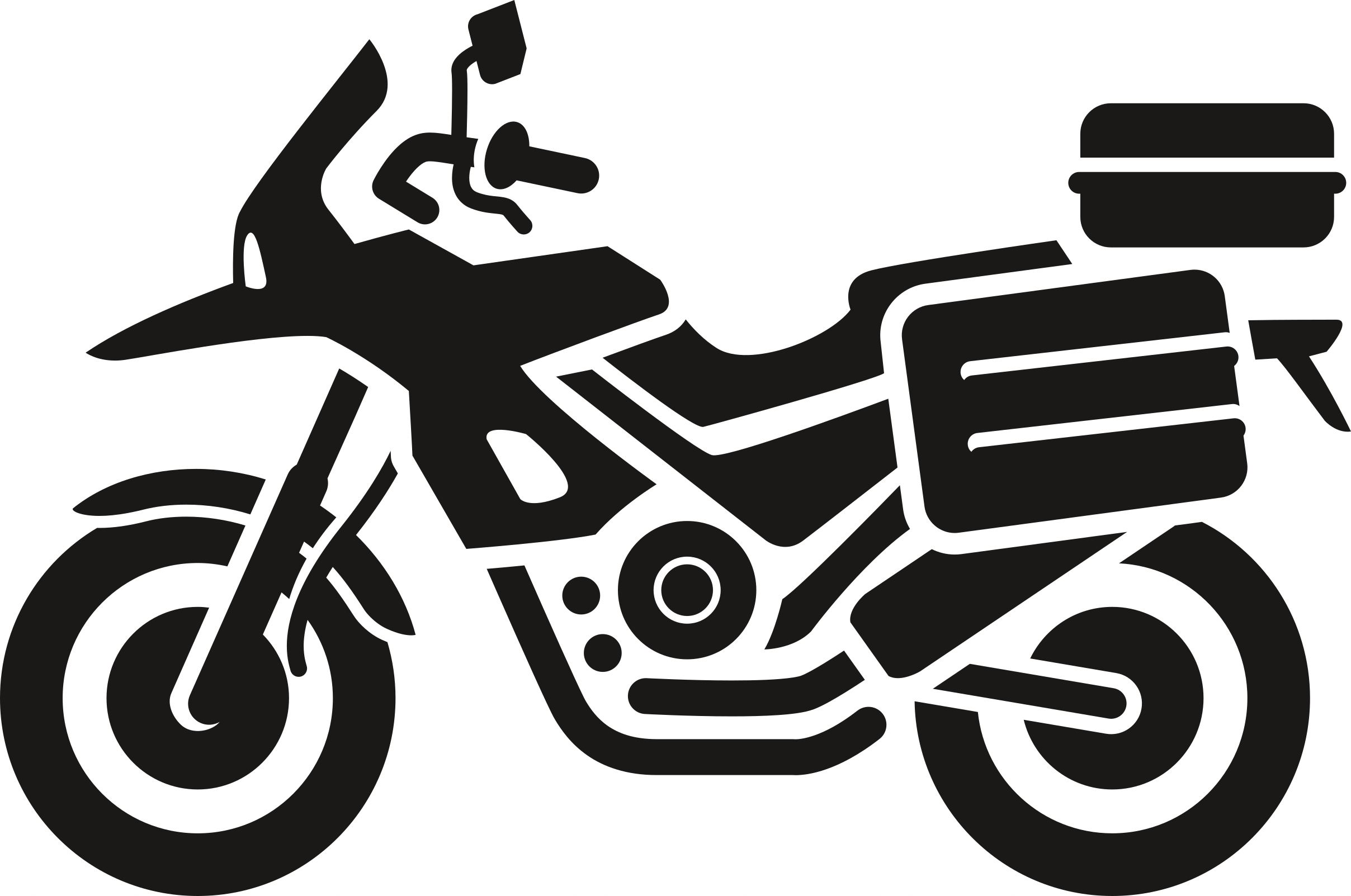 Naklejka bez tła na samochód Motocykl Turystyczny z kuframi 12 x 18,1 cm