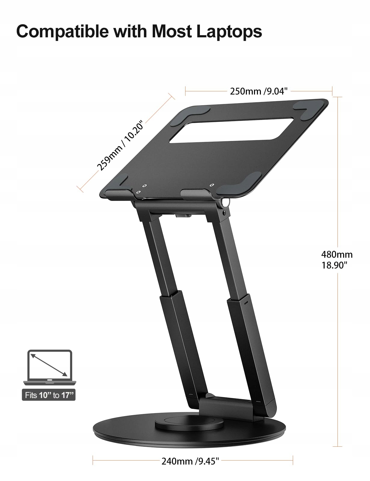 STÄNDER Laptop Podstawka Regulowana Ergonomiczna Do Laptopów 10–17 Cali — miniatura 5