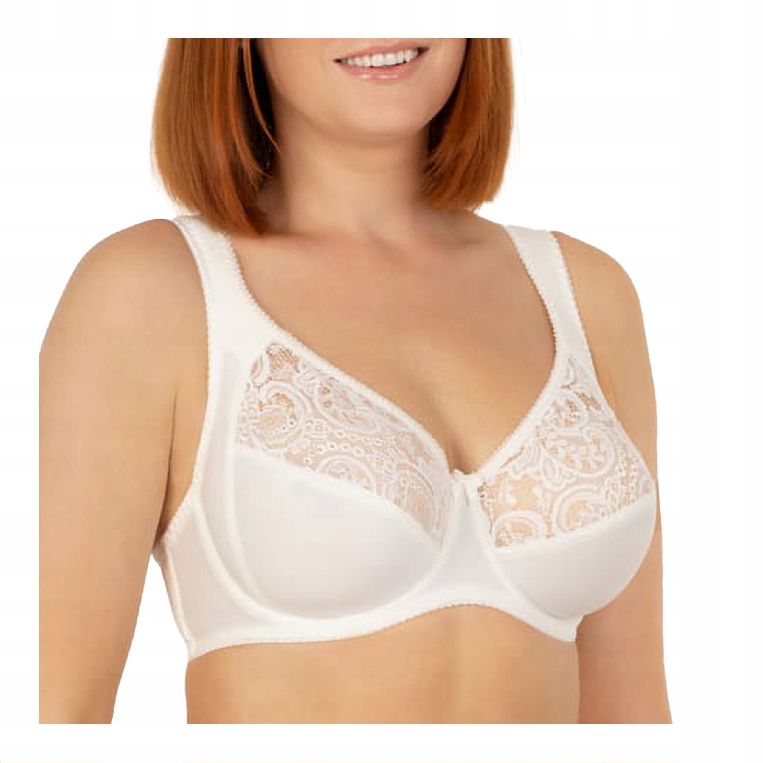 Měkká dámská podprsenka pro velké poprsí s širokými ramínky, bílá Kleo 105G