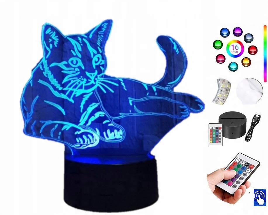 

Lampka Nocna Kot Grawer Led Plexido