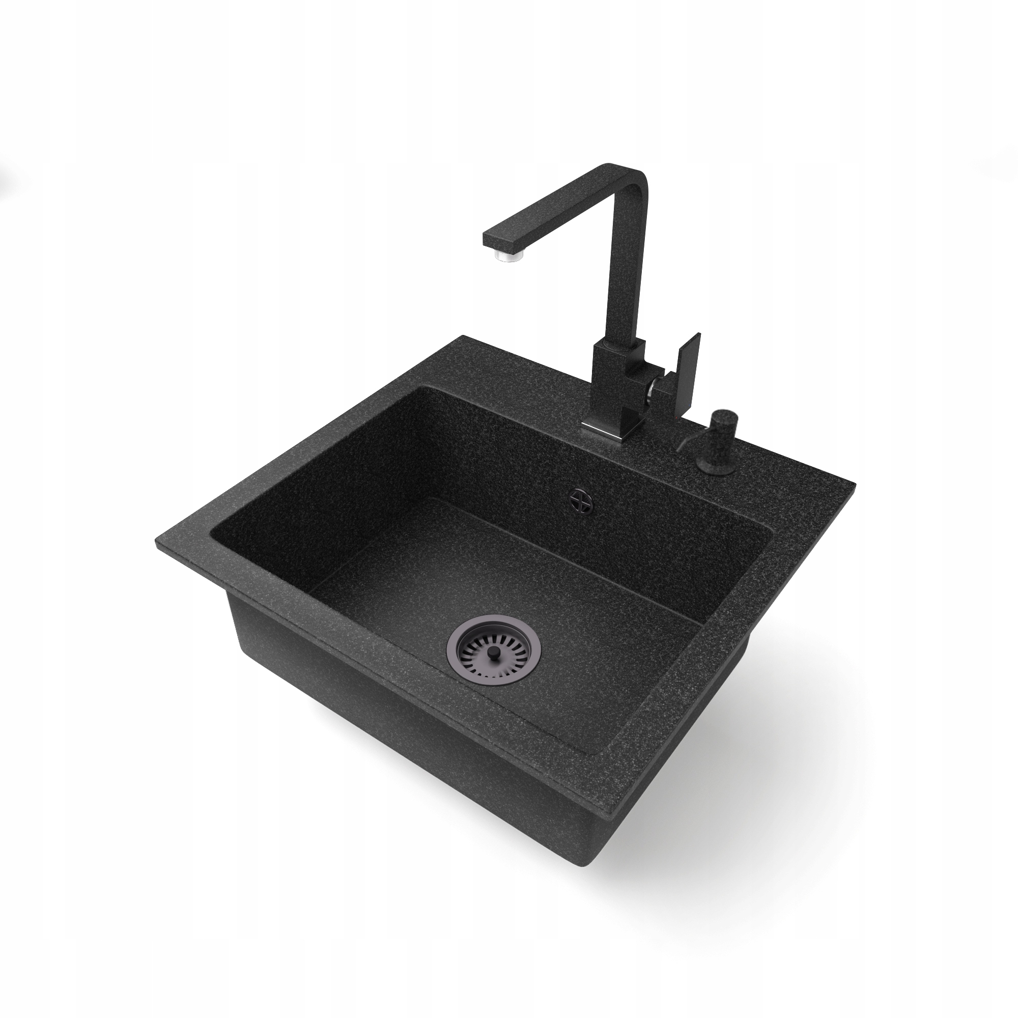 Kuchyňský Granitový Dřez Don Baterie Černý Sifon