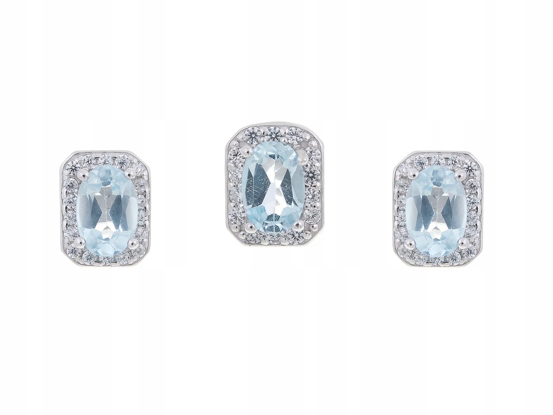 Stříbrný Rhodiovaný Komplet Sky Blue Topaz Přírodní Dárek