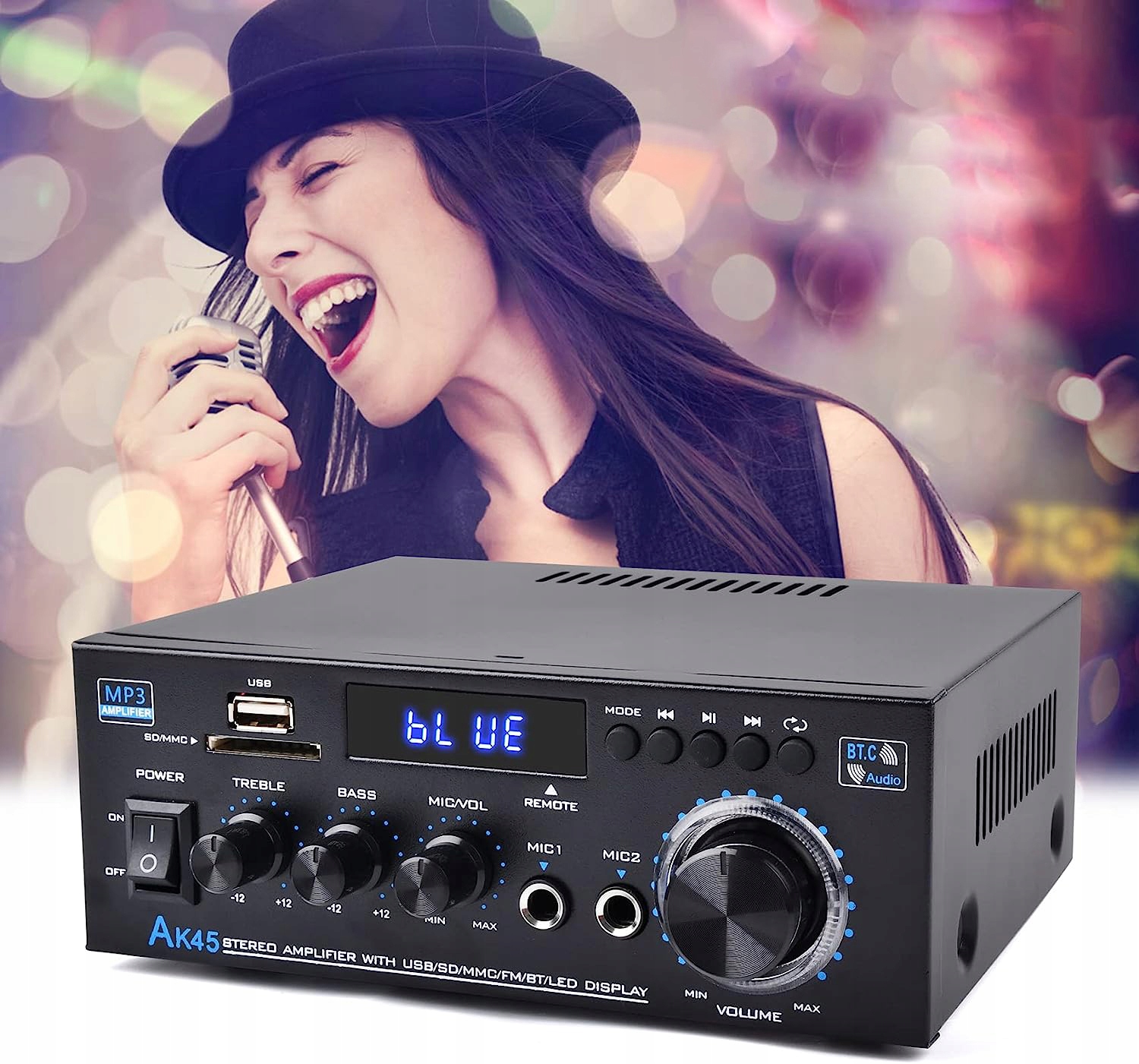 HIFI STEREO AMPLIFIER 40W+40W WEJŚCIE BLUETOOTH 5.0 RCA SD WEJŚCIE USB Marka Bedee