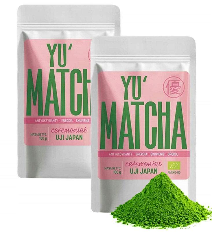 Matcha ceremonialna japońska Uji Bio 200g herbata w proszku zestaw