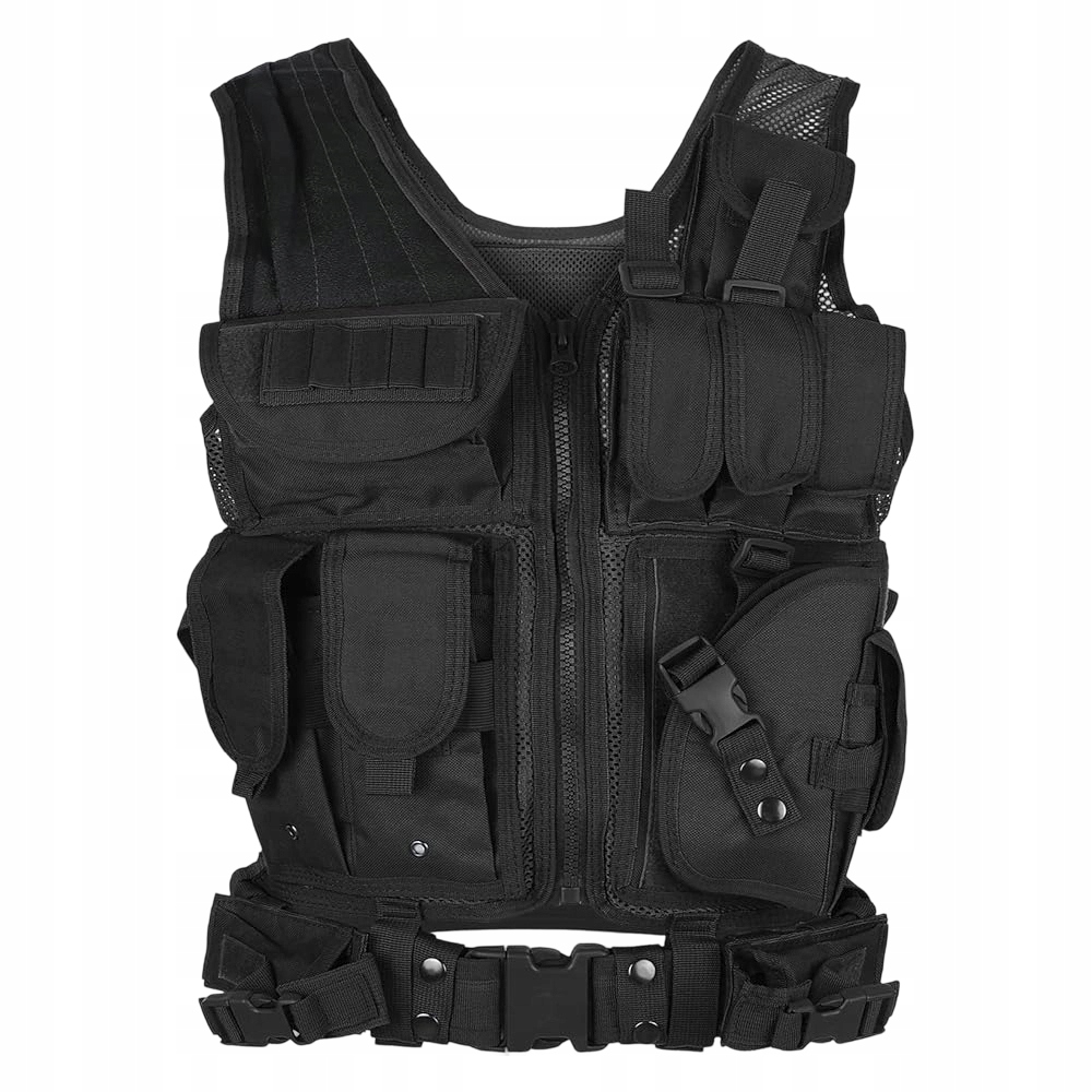 Bedee Vícekapsová taktická vesta s nastavitelnou síťkou Airsoft, černá