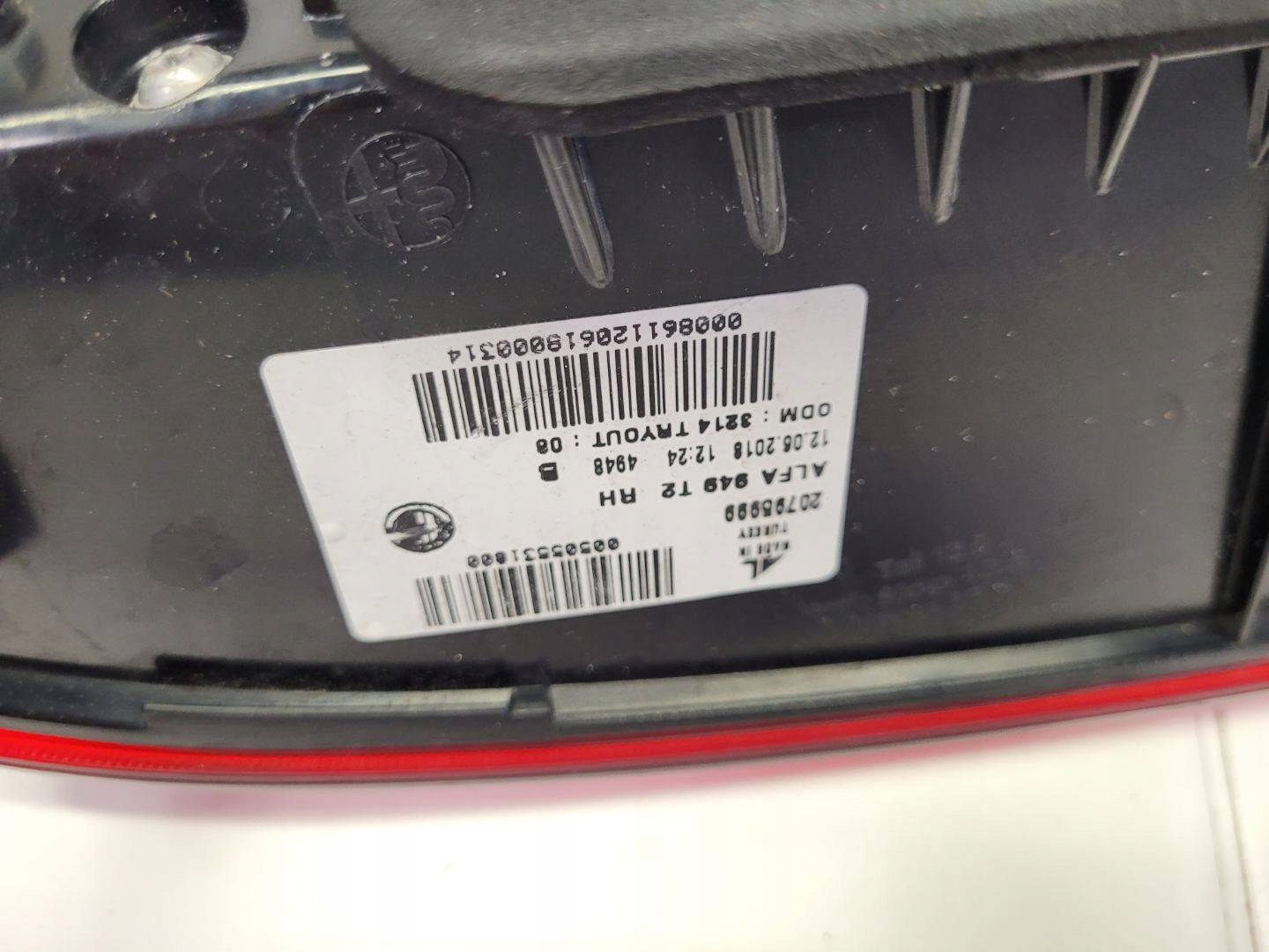 light rear right side Alfa Romeo Stelvio 2017 20795748RH