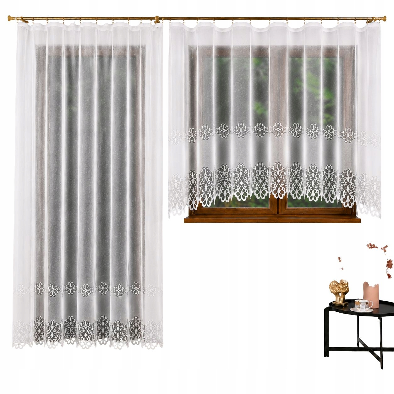 Záclona s řasící páskou, elegantní zdobení 300x140