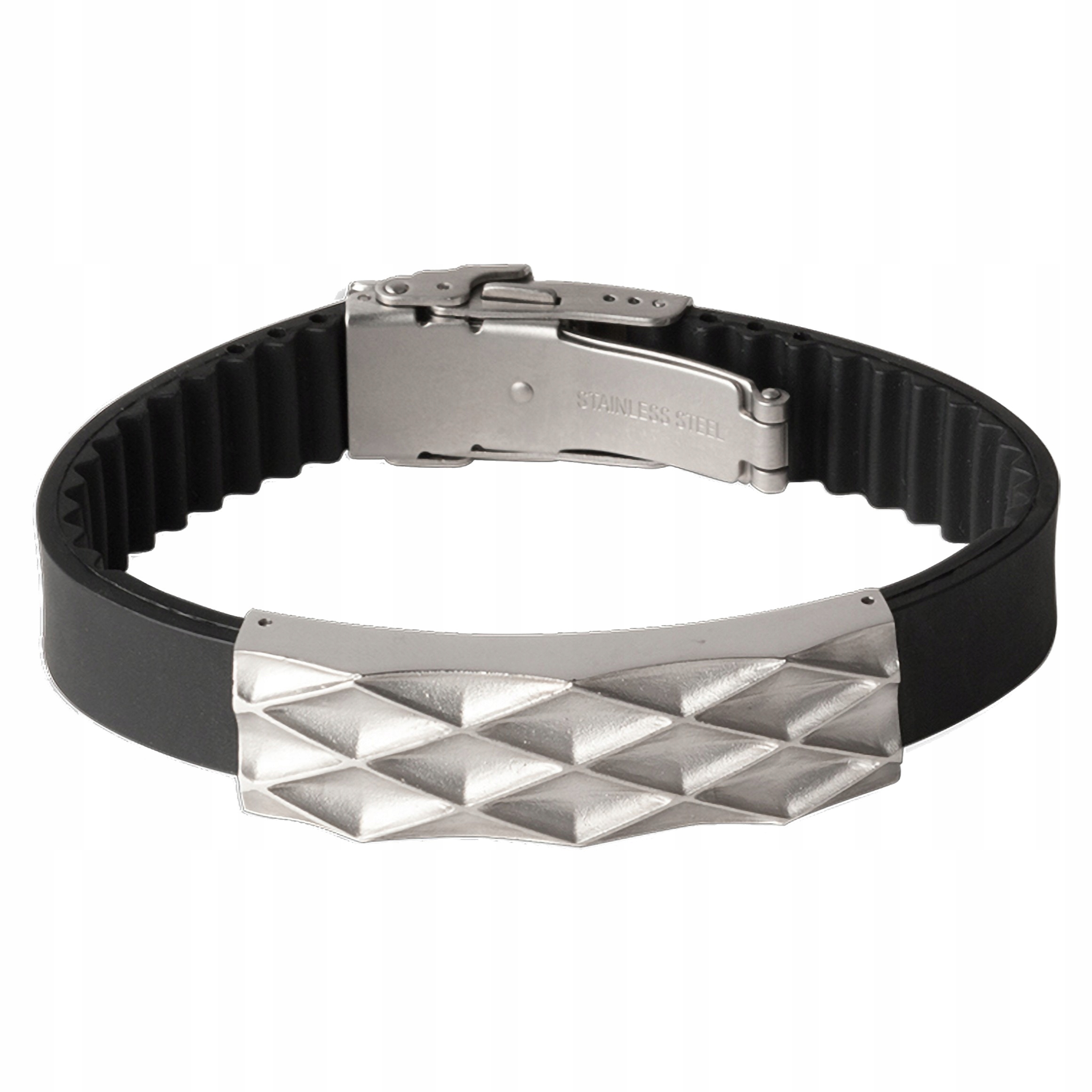 Magnetický náramek pro muže, černý, stříbrný, s motýlkovým zapínáním, nastavitelný